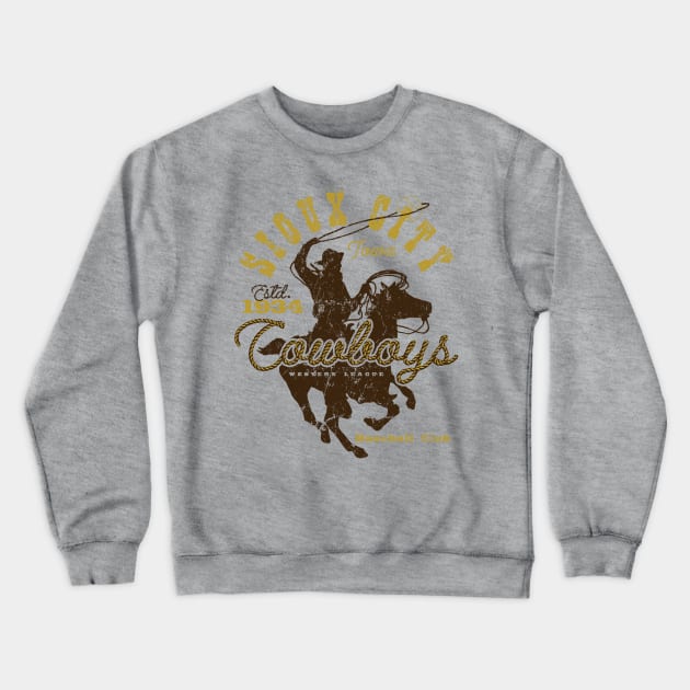 Sioux City Cowboys Crewneck Sweatshirt by MindsparkCreative